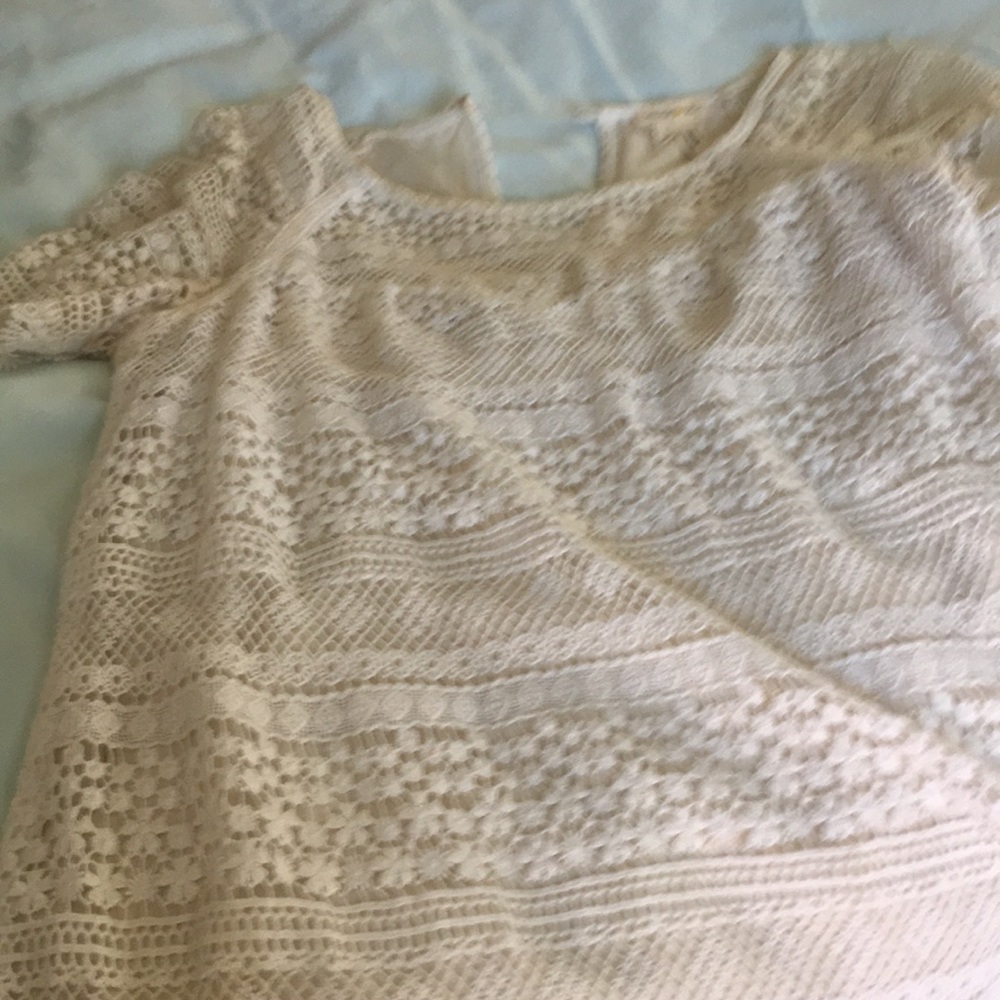 Anthropologie Meadow Rue Cream Crochet
